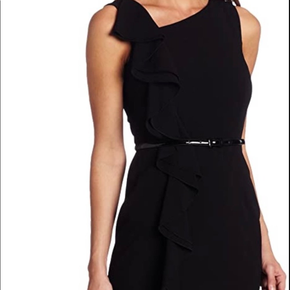 Calvin Klein Black Ruffled Cocktail Dress Size 4